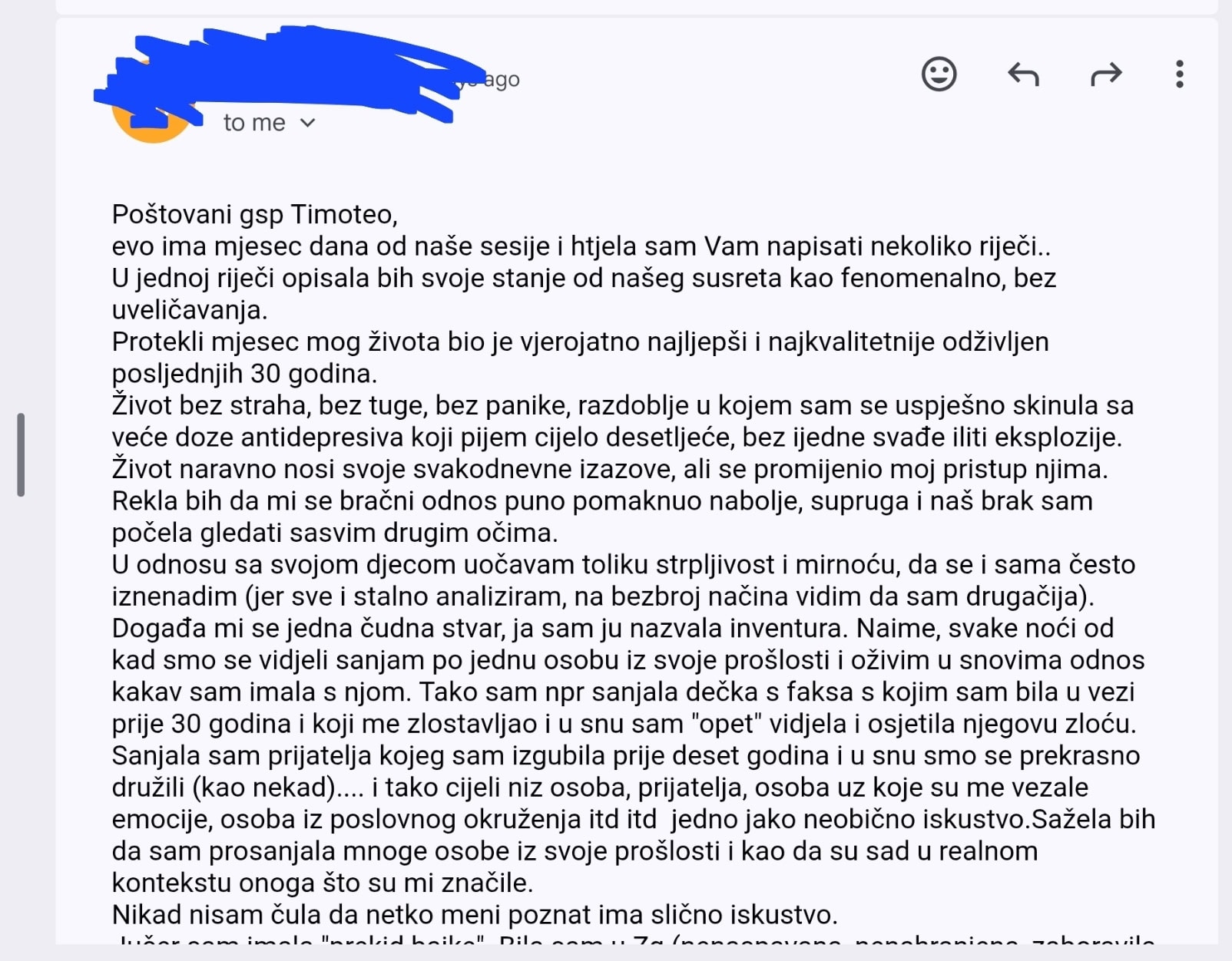 Snimka zaslona e-mail poruke na hrvatskom jeziku