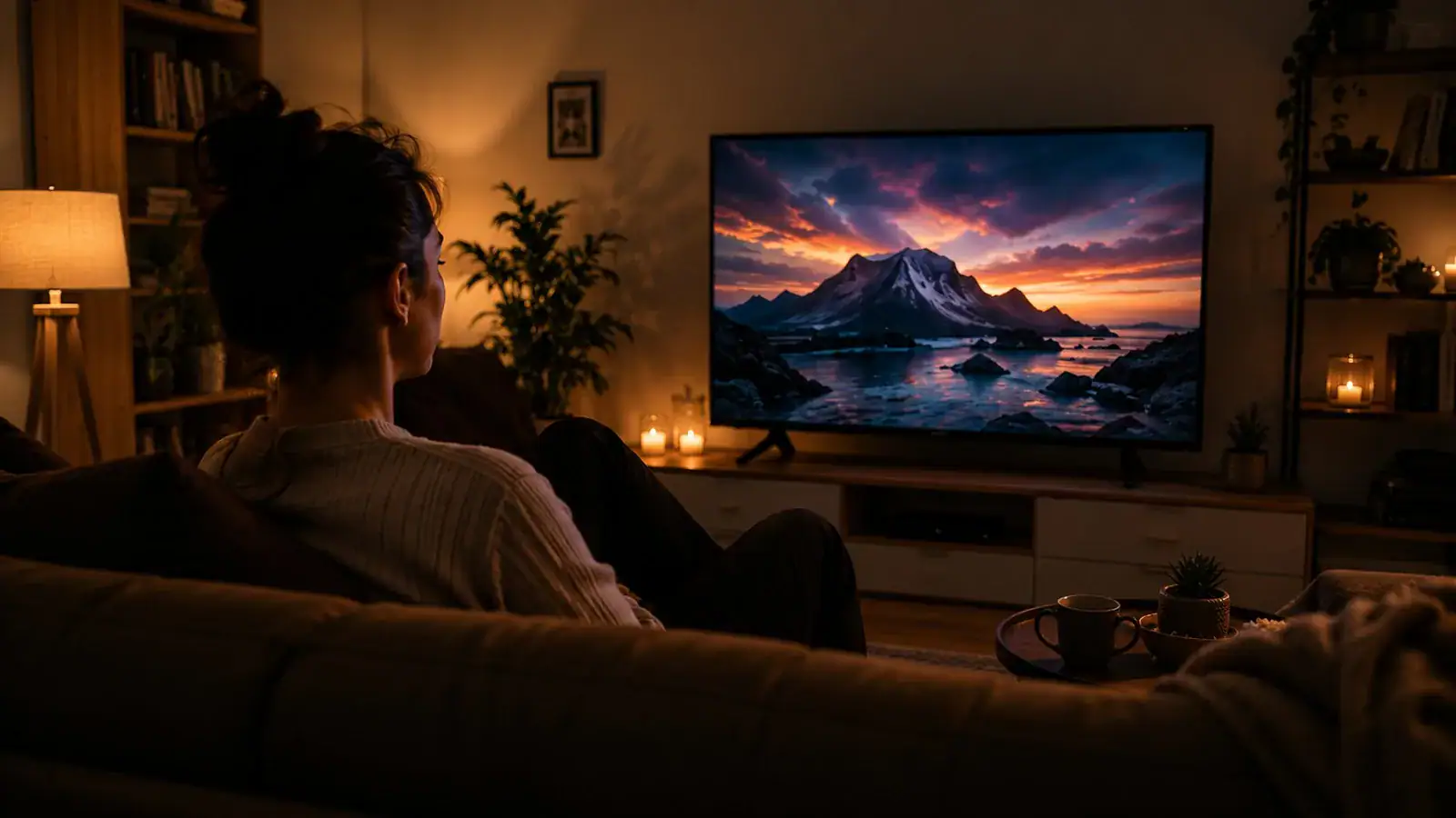 Osoba uvučena u film navečer, svakodnevni trans u koji ulazi sama