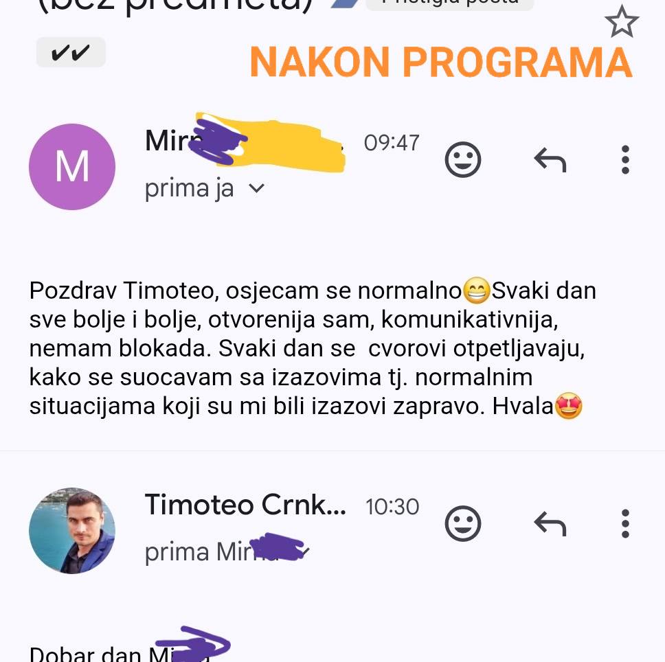 Snimka zaslona e-mail poruke s pozitivnim komentarom