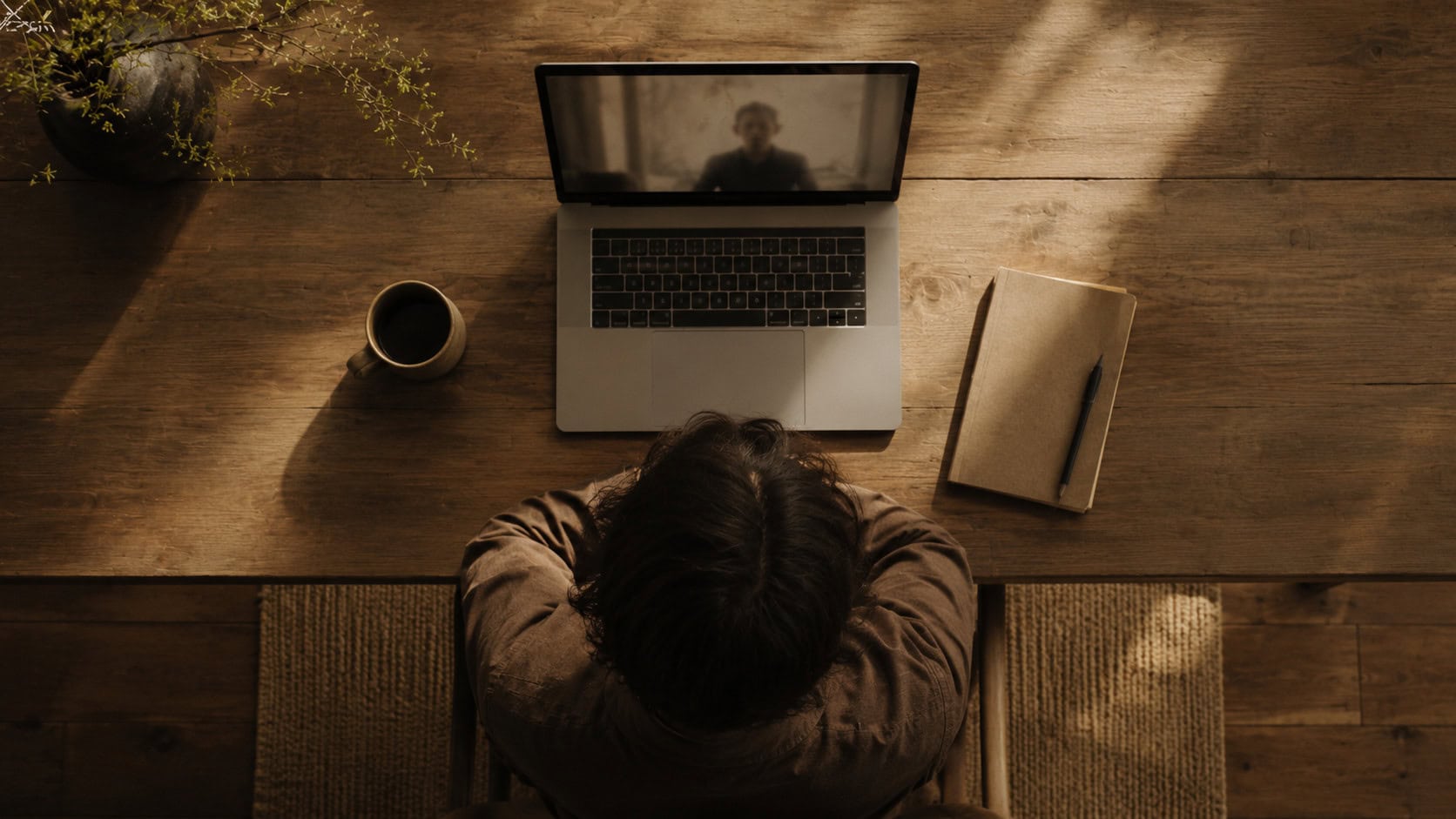 Rad na razini gdje se obrazac drži, u online susretu, ptičja perspektiva