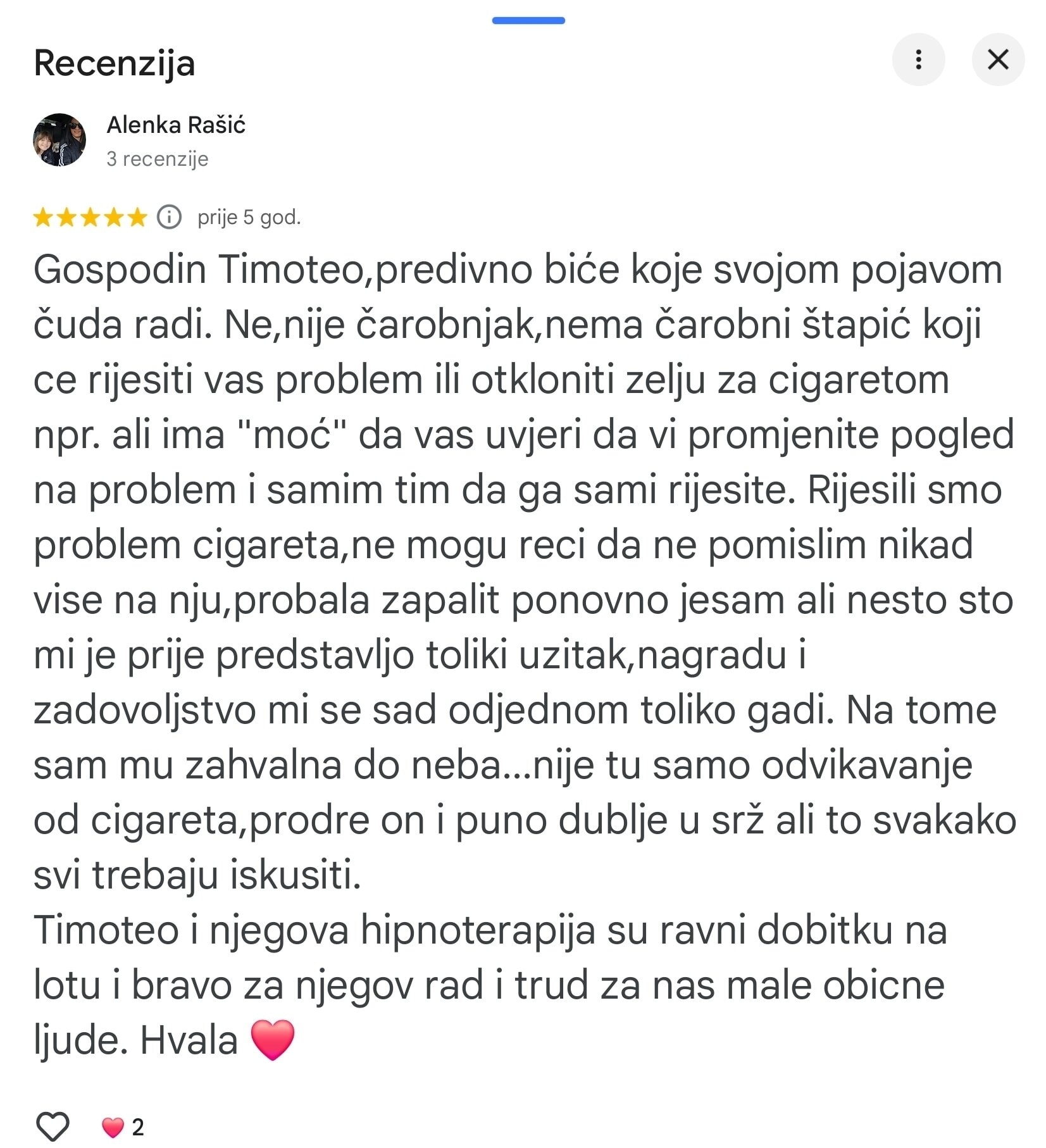 recenzija hipnoterapija prestanak pusenja timoteo 