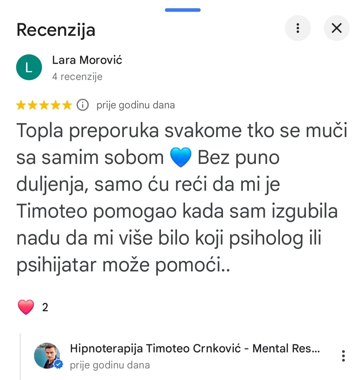 recenzija kad je izgubila nadu timoteo crnkovic la