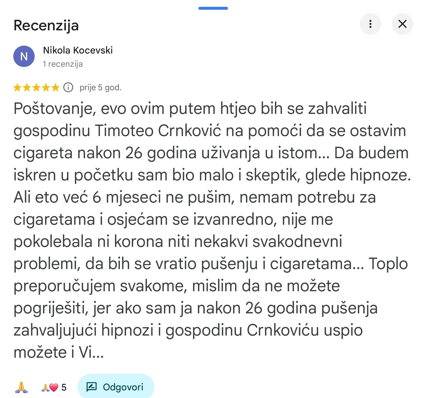 recenzija prestanak pusenja nakon 26 godin timoteo