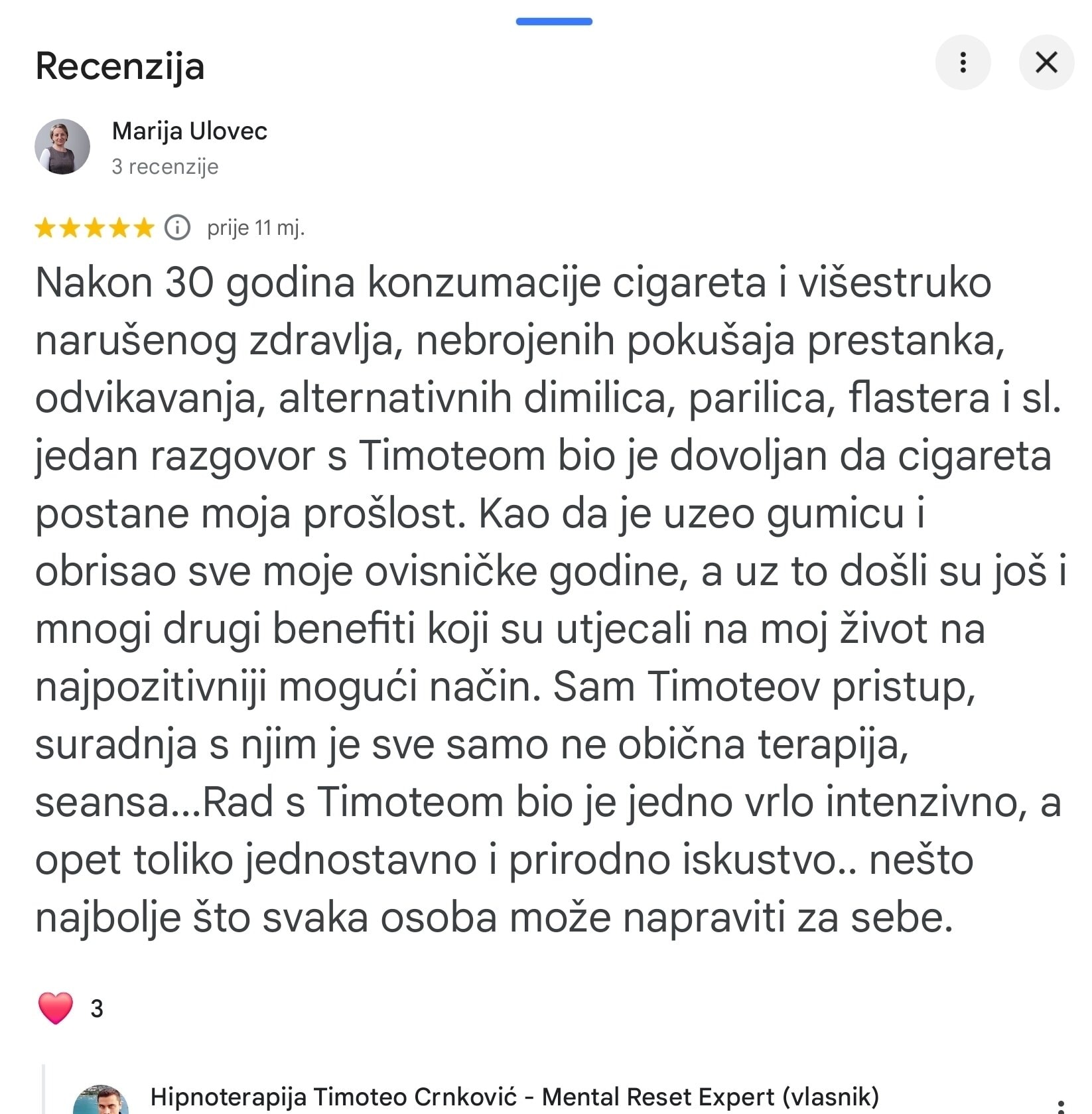 recenzija prestanak pusenja nakon 30 godin timoteo