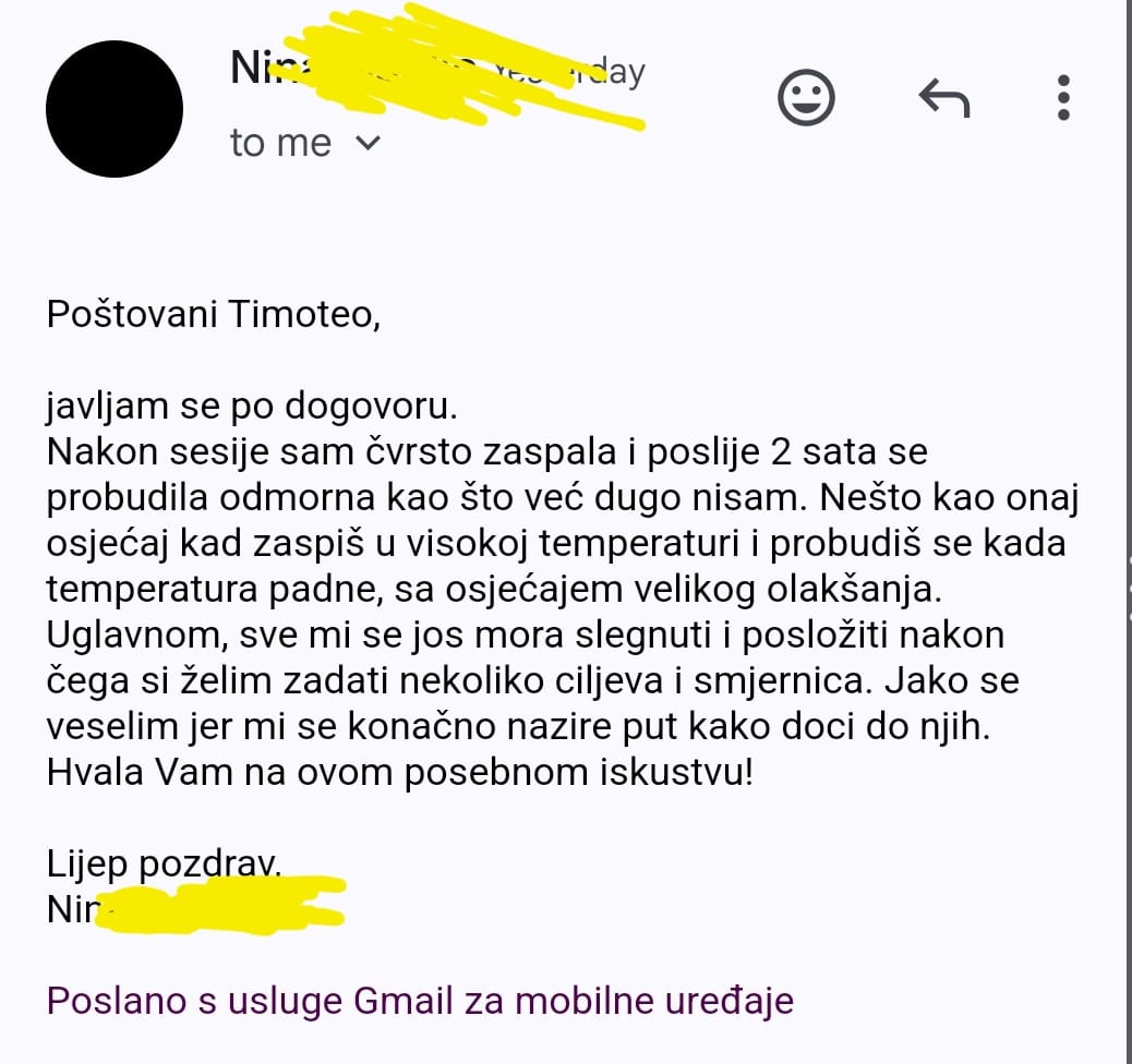 Snimka zaslona Gmail poruke zahvale