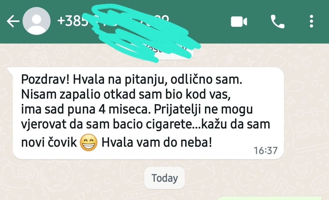 WhatsApp poruka o prestanku pušenja