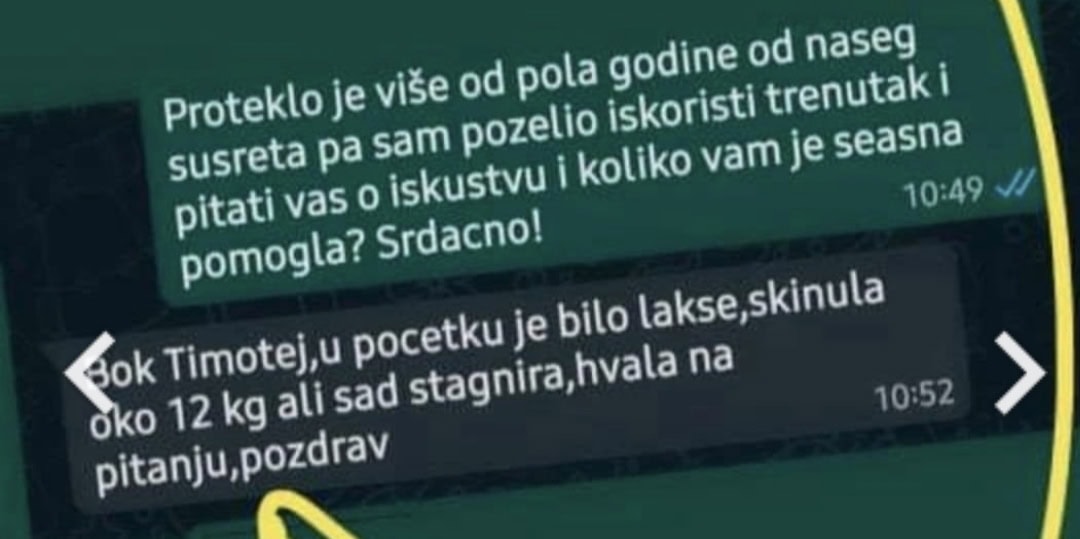 WhatsApp razgovor o gubitku 12 kilograma