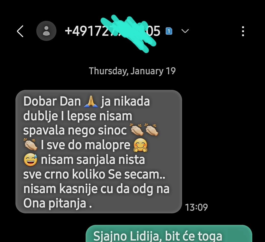 Snimka zaslona poruke o dobrom snu