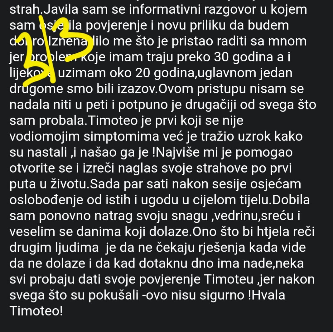 Svjedočanstvo klijentice s oznakom 3/3