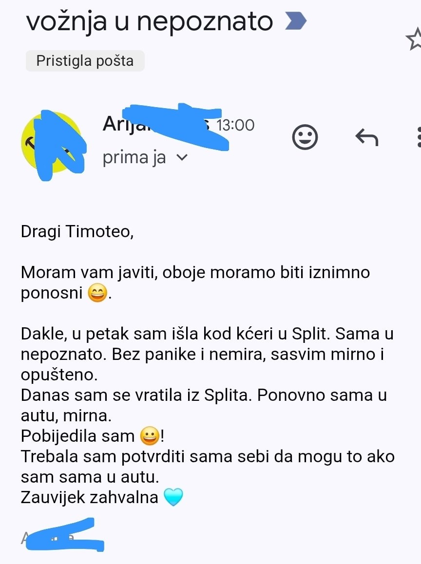 Snimka e-pošte o vožnji u nepoznato hipnoza protiv straha od vožnje autom