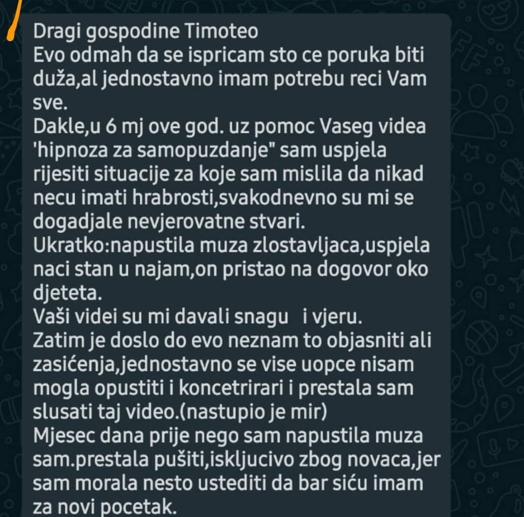 Poruka zahvale o osobnoj transformaciji i hrabrosti