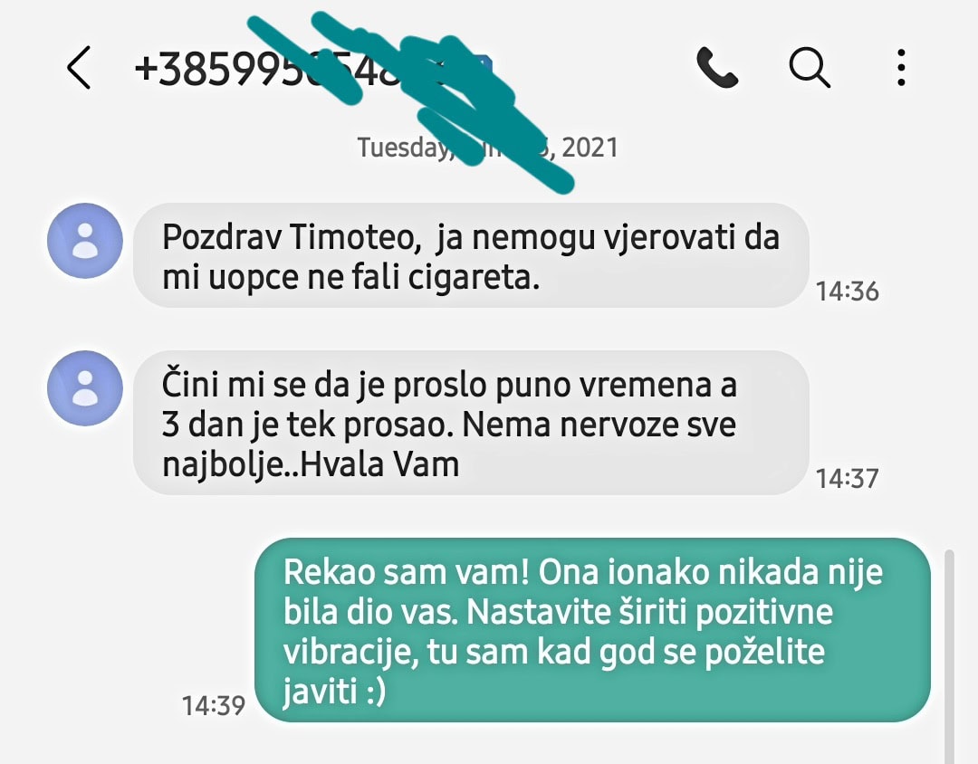 Razgovor porukama o prestanku pušenja