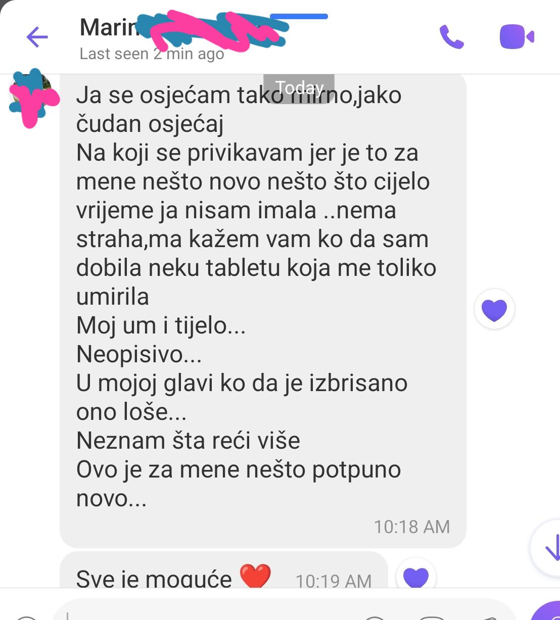 Snimka zaslona poruke o osjećaju mira